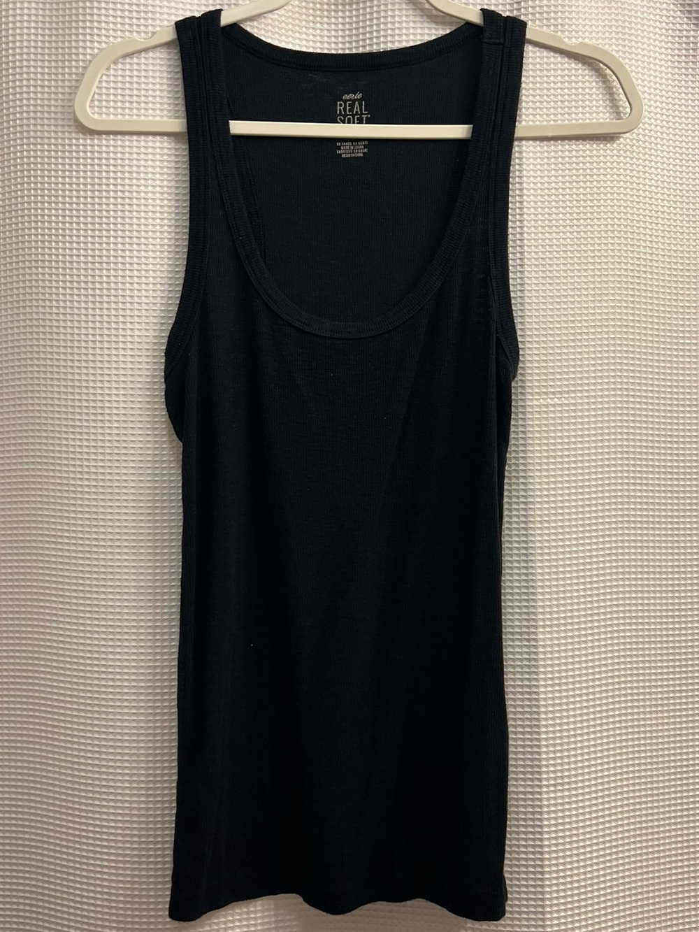 Women's Black ribbed Tank Top
